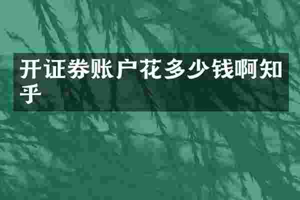 开证券账户花多少钱啊知乎