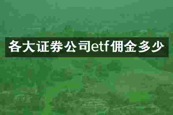 各大证券公司etf佣金多少