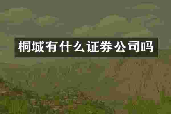 桐城有什么证券公司吗