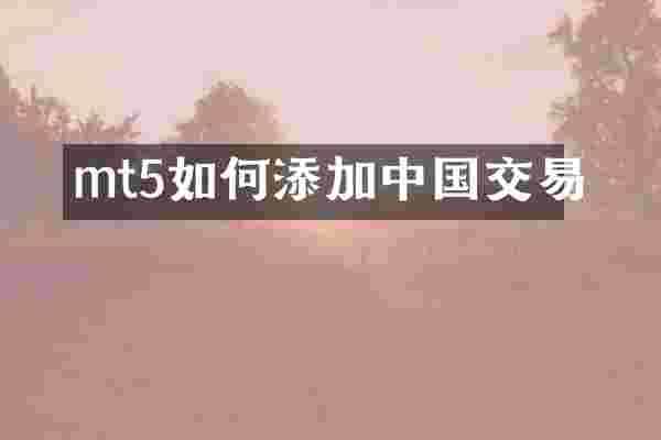 mt5如何添加中国交易