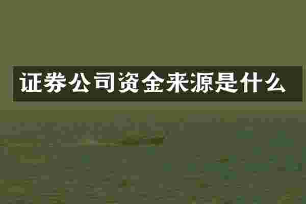 证券公司资金来源是什么