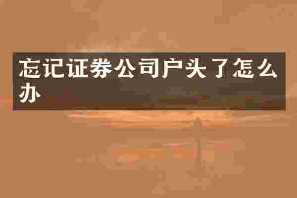 忘记证券公司户头了怎么办