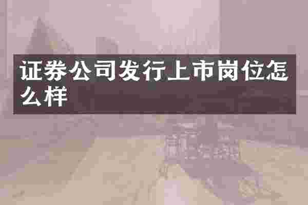 证券公司发行上市岗位怎么样