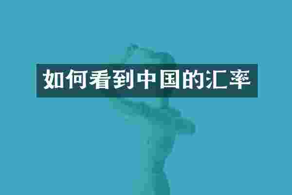 如何看到中国的汇率