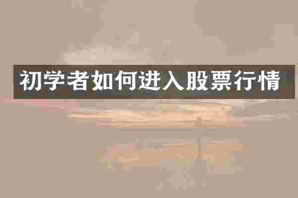 初学者如何进入股票行情