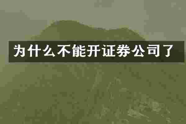 为什么不能开证券公司了