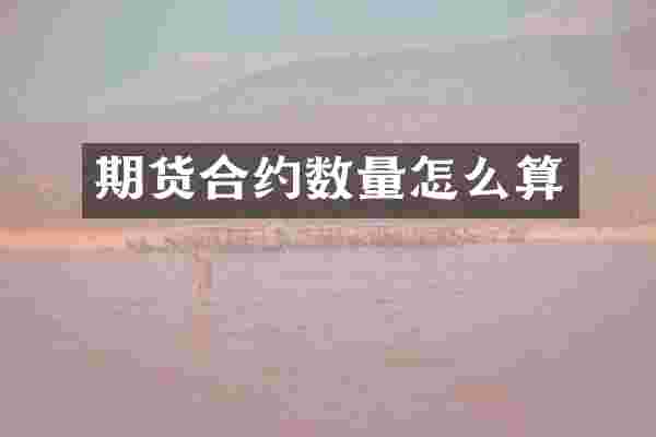 期货合约数量怎么算