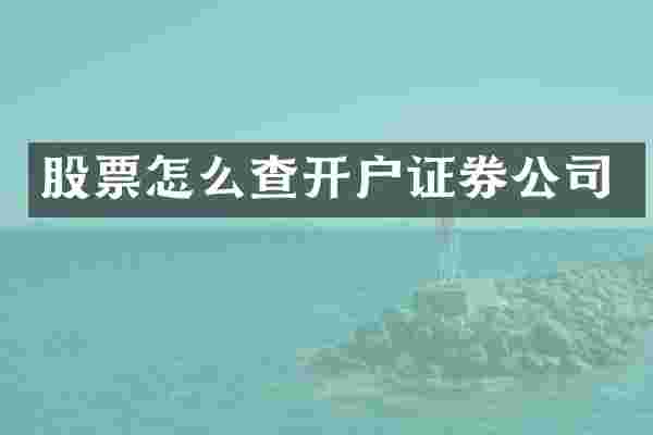 股票怎么查开户证券公司