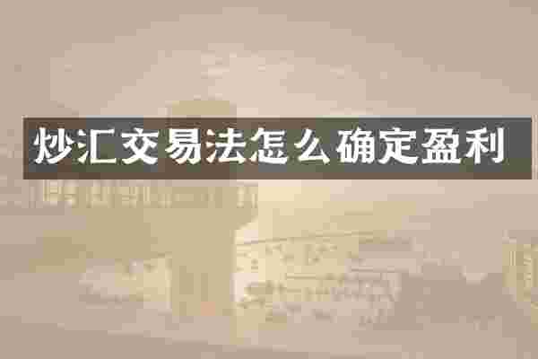 炒汇交易法怎么确定盈利