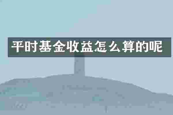 平时基金收益怎么算的呢
