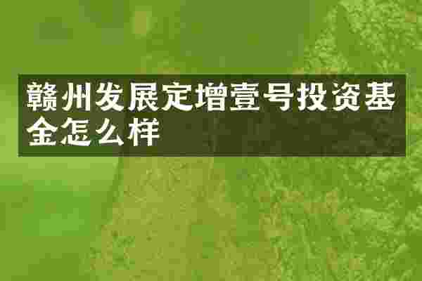赣州发展定增壹号投资基金怎么样