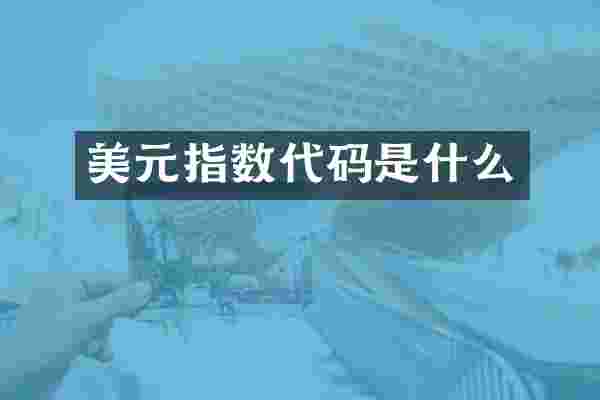 美元指数代码是什么