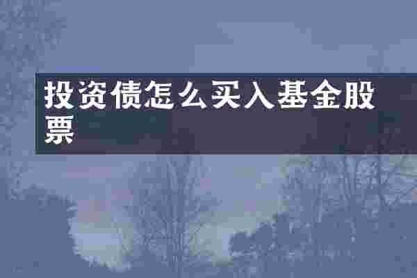 投资债劵怎么买入基金股票