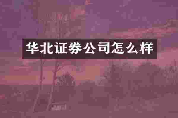 华北证券公司怎么样