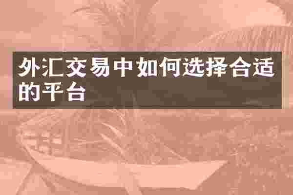 外汇交易中如何选择合适的平台