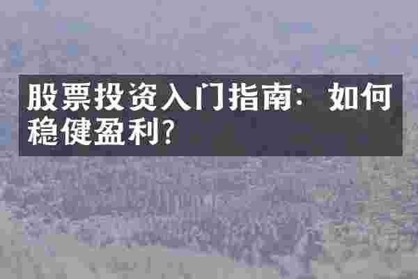 股票投资入门指南：如何稳健盈利？