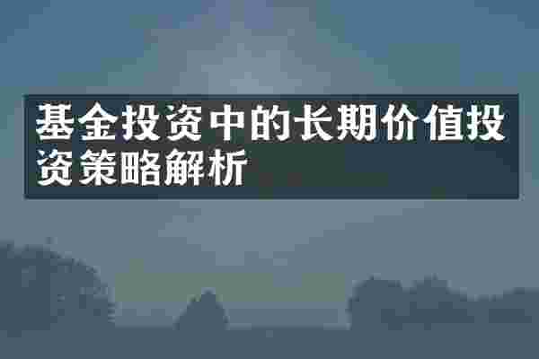 基金投资中的长期价值投资策略解析