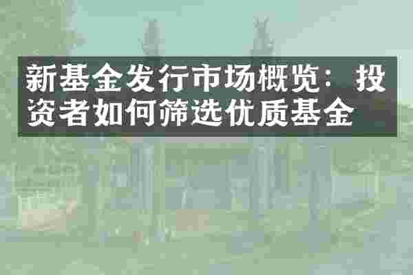 新基金发行市场概览：投资者如何筛选优质基金？