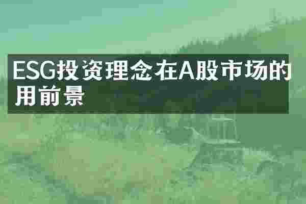 ESG投资理念在A股市场的应用前景