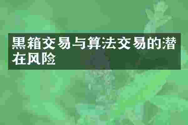 黑箱交易与算法交易的潜在风险