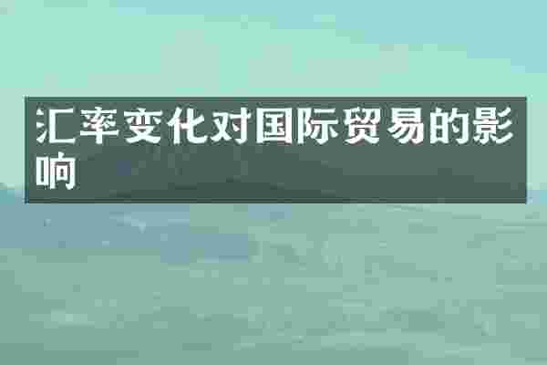 汇率变化对国际贸易的影响
