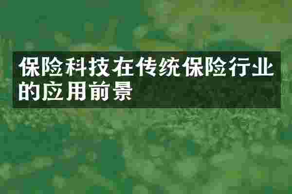 保险科技在传统保险行业的应用前景