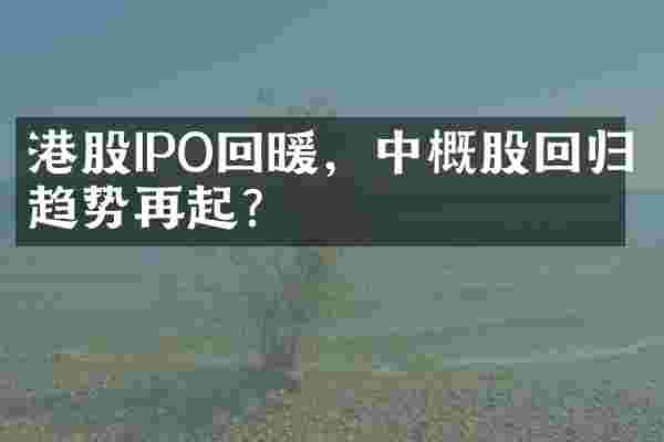 港股IPO回暖，中概股回归趋势再起？
