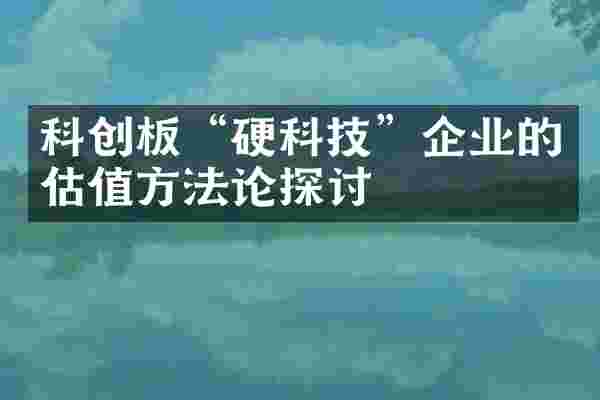 科创板&ldquo;硬科技&rdquo;企业的估值方法论探讨