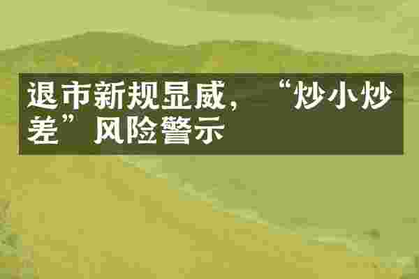 退市新规显威，&ldquo;炒小炒差&rdquo;风险警示