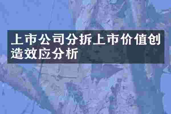 上市公司分拆上市价值创造效应分析